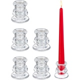 Relaxdays Stabkerzenhalter Glas, 6er Set, geschwungene Kerzenständer für Stabkerzen, H x D: 5,5 x 5,5 cm,