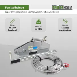 Trutzholm Seilzug 1600kg Greifzug Seilwinde Forstseilwinde 20m Seil