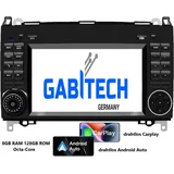 GABITECH Autoradio GPS Navi Mercedes Benz A B Klasse W169 Sprinter, Vito, Viano Autoradio (Android 13, Drahtlos Carplay und Android Auto) schwarz