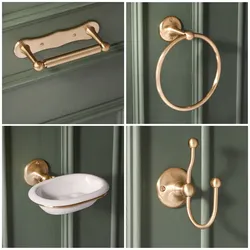 Retro Badezimmer-Zubehör-Set 4-tlg. - satiniertes Gold - Elizabeth