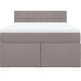 vidaXL Boxspringbett mit Matratze Taupe 140x200 cm Stoff