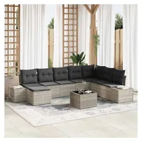 vidaXL Gartensofa-Set 9-tlg. hellgrau