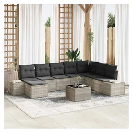 vidaXL Gartensofa-Set 9-tlg. hellgrau