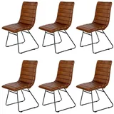 Casa Moro Esszimmerstuhl Lederstuhl Polsterstuhl Braun Echtleder Bezug (Retro Stuhl in Braun, handgefertigte Designer Esszimmerstühle), 1er, 2er, 4er & 6er Set braun