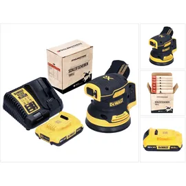DeWalt DCW 210 Exzenterschleifer inkl. Akku 2,0 Ah + Ladegerät + Toolbrothers TURTLE Schleifscheiben Set