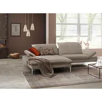 W.Schillig Ecksofa "enjoy&MORE, mit tollem Sitzkomfort, elegant und bequem, L-Form", braun (stone z59), B:294cm H:87cm T:185cm, Chenille-Flachgewebe R66 (85% Polyester, 15% Nylon);Longlife Xtra-Leder Z59: Glattleder mit modischer Prägung.
