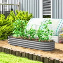 Outsunny Hochbeet 195 x 62 x 30 cm Silber