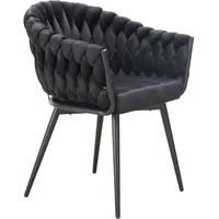 LC Home Esszimmerstuhl »Remy« Flechtoptik Samt schwarz Armlehnstuhl Designerstuhl