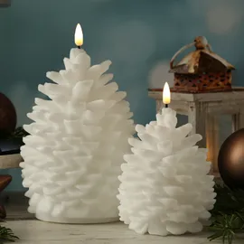 Deluxe Homeart LED Kerze Zapfen 19 cm weiß