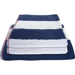 Handtuch Set DYCKHOFF "Maritim, Block Stripe", blau (navy), 3 St., Frottier, Frottier, Obermaterial: 100% Baumwolle, Handtücher (Packung), 2 Handtücher (50x100cm), 1 Duschtuch (70x140cm)