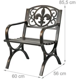 Relaxdays Gartenstuhl 60 x 56 x 85,5 cm gold/schwarz/bronze mit Armlehnen