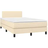 vidaXL Boxspringbett mit Matratze Creme 120x190 cm Stoff