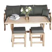 JV Möbel Polsterhocker 4-tlg. Holz 2 x 45 x 45 cm Grau
