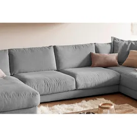 KAWOLA Wohnlandschaft U-Form Madeline Cord Longchair links grau