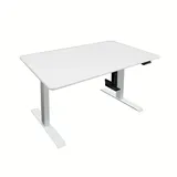 Home Deluxe - Höhenverstellbarer Schreibtisch LUMINA - Gestell: Weiß, Platte: Weiß, Maße: 120 x 60 cm, Kohlenstoffstahl, inkl. PC-Halterung, US... - Weiß