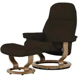Stressless Relaxsessel Leder 75 x 100 x 73 cm Braun mit Hocker