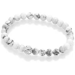 Armband FIRETTI "Schmuck Geschenk Armschmuck Armkette Edelstein Farbstein Kristall", grau (weiß, grau, weiß), Armbänder, Damen, Materialmix, mit Kristallstein (synth.), Howlith