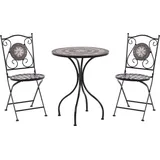 Beliani Balkonset Schwarz Eisen 3-teilig Keramik Mosaik Tisch mit 2 Stühlen Zusammenklappbar Garten Outdoor Terrasse Ausstattung Möbel - Schwarz