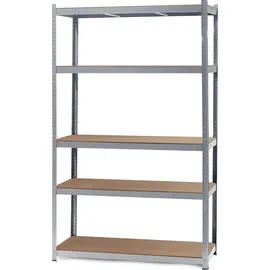 Wiltec Schwerlastregal 120x50x204cm, 200kg/Ablage, Steckregal verzinkt aus Stahl, Lastenregal mit 5 Ablagen, Werkstattregal