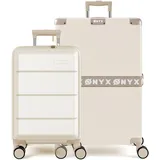 ONYX Kofferset 2 teilig Hartschale – 35L, 100L Hartschalenkoffer Set inkl. Handgepäck-Koffer mit Laptopfach, TSA-Schloss und leisen 360°-Rollen - Reisekoffer Set Sand