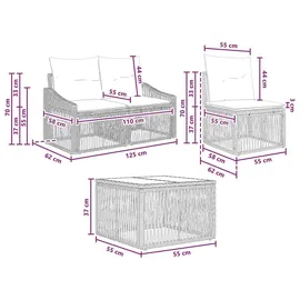 vidaXL Gartensofa-Set 8-tlg. grau
