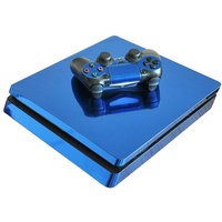 DOTBUY PS4 Slim Skin Aufkleber Sticker Design Folie schützende Haut Schale für Sony Playstation 4 Slim Konsole und 2 Dualshock Controller (Glossy Blue)