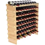 Vevor Weinregal Weinständer für 72 Flaschen, BambusßFlaschenregal mit 8 Fächern, Stapelbar Vintage Weinständer Metall für Keller, Bar, Lagerraum usw. Flaschenhalter Weinflaschenregal 80 kg Belastbar