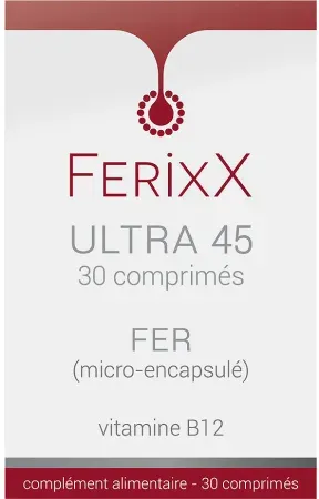 IxX Pharma FerixX Ultra 45 Eisen Und Vitamin B12 Nahrungsergänzungsmittel 30 Tabletten