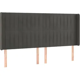 vidaXL LED Kopfteil Dunkelgrau 183x16x118/128 cm Samt