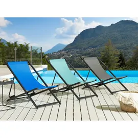 Beliani Liegestuhl Locri II 60 x 79 x 95 cm blau/schwarz klappbar