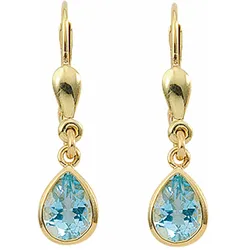 Paar Ohrhänger ADELIA ́S "585 Gold Ohrringe Ohrhänger mit Aquamarin", blau, Ohrringe, Damen, Damen, Gelbgold 585, mit Aquamarin Goldschmuck für Damen