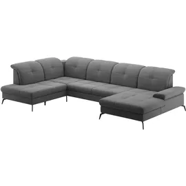 sit&more Wohnlandschaft SIT & MORE "Amica, U-Form, inkl. Sitztiefenverstellung und Armteilverstellung", grau, B:357cm H:90cm T:231cm, 90% Polyester, 10% Polyamid, Sofas, Wohnlandschaft, wahlweise mit Kopfteilverstellung, Bettfunktion und Bettkasten