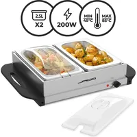 Jago® Buffetwärmer - elektrisch, mit Heizplattenfunktion, Temperaturregler, Edelstahl - Warmhaltegerät, Speisewärmer, Warmhalteplatte, Warmhaltebehälter