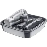Picknickset für 6 Personen, BPA-frei, Campingausstattung, Gabel, Messer, Löffel, Teller, Becher, Picknickkorb, Picknicktaschen