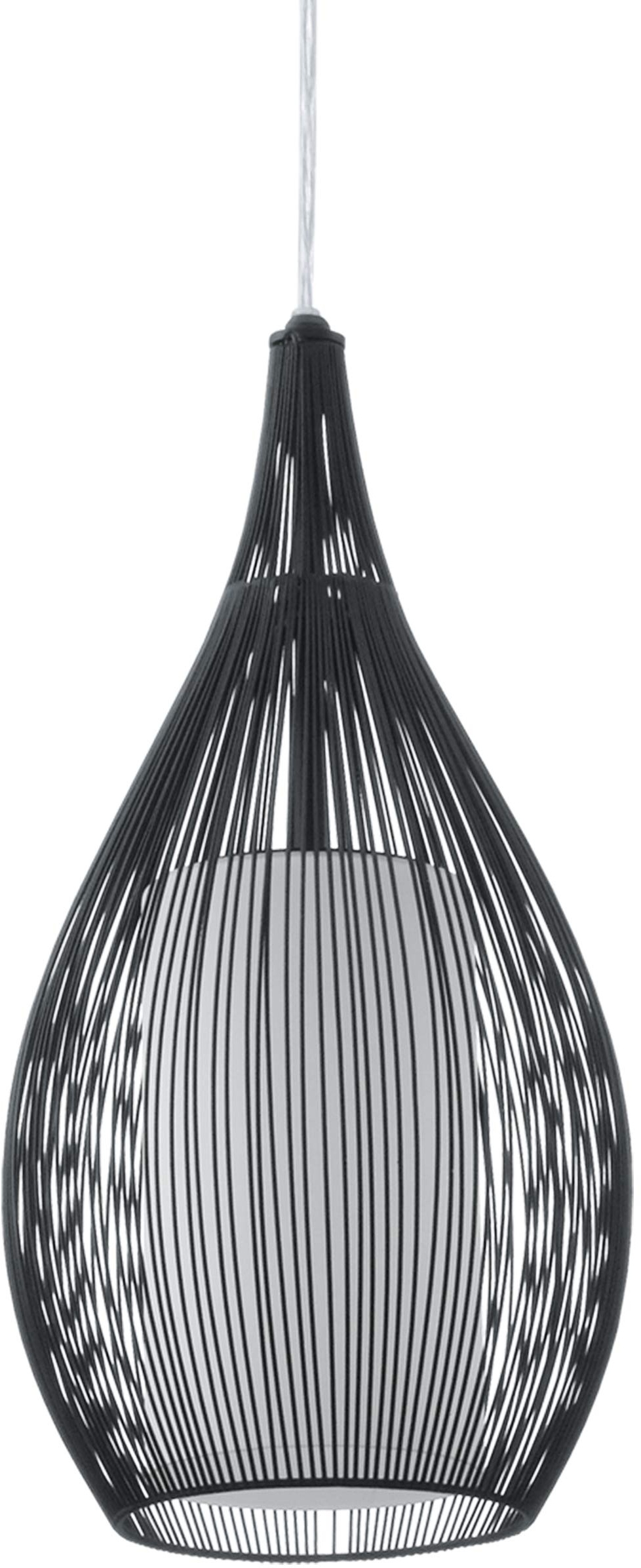 EGLO Pendellampe Razoni, 1 flammige moderne Pendelleuchte, Material: Stahl, Glas: satiniert, Farbe: Schwarz, Fassung: E27