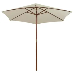 vidaXL Sonnenschirm 270×270 cm Holzstange Cremeweiß