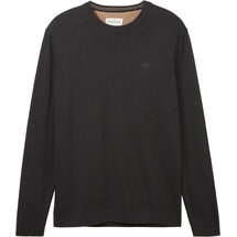 Tom Tailor 1038426 Basic Knit Pullover Black Grey Melange L