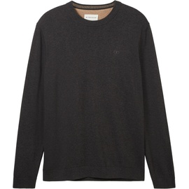 Tom Tailor 1038426 Basic Knit Pullover Black Grey Melange L