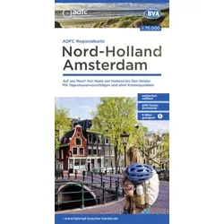 ADFC-Regionalkarte Nord-Holland Amsterdam, 1:75.000, mit Tagestourenvorschlägen