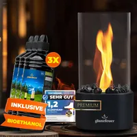 GLANZFEUER® Tischkamin - Premium Bio Ethanol Tischkamin - Tischfeuer Outdoor & Tischfeuer Indoor - Hochwertiger Bioethanol Tischkamin Outdoor für besonderes Ambiente - Tisch Feuer Ethanol Kamin