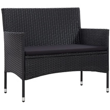 vidaXL Garten Lounge-Set mit Auflagen 2-Sitzer Bank schwarz/schwarz