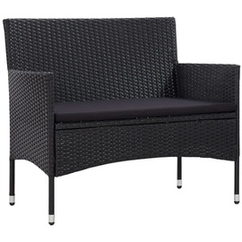 vidaXL Garten Lounge-Set mit Auflagen 2-Sitzer Bank schwarz/schwarz