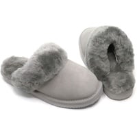 Lammfell Pantoffel slipper Damen Lammfell Hausschuhe Australisches Lammfell beige grau cognac braun mit comfort Sohle - sehr warm (41, Grau, numeric_41) - 41 EU