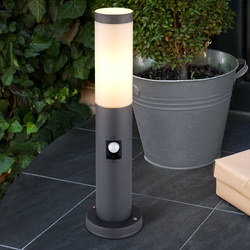 Außen Steh Lampe Terrassen Beleuchtung SENSOR Edelstahl Sockel Hof Leuchte Globo 3158AS