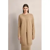 Bugatti Strickjacke mit breitem Rippenbündchen, beige