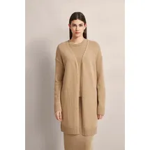 Bugatti Strickjacke mit breitem Rippenbündchen, beige