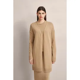 Bugatti Strickjacke mit breitem Rippenbündchen, beige