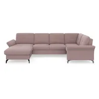 Wohnlandschaft PLACES OF STYLE "Calando U-Form", lila (flieder), B:326cm H:91cm T:188cm, 90% Polyester 10% Polyamid, Sofas, Wohnlandschaft, wahlweise mit Bettfunktion, Bettkasten und Armteilfunktion