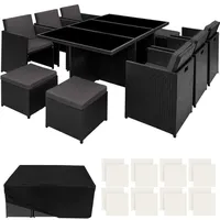 Tectake tectake® Rattan Sitzgruppe, mit Aluminiumgestell, wetterfest und UV-beständig,