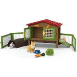 Schleich FARM WORLD | Kaninchenstall 42728 | Set aus 3 Kaninchen, mit Stall, Futter und vielem Zubehör | detaillierte Tierfiguren | Bauernhof Spie...